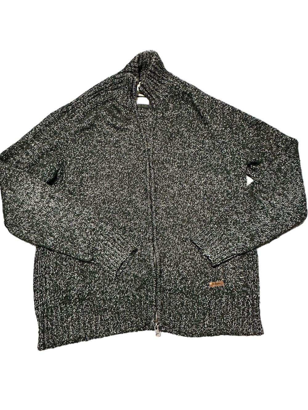 Roots Canada XL Salt & Pepper Full-Zip Knit Cardigan